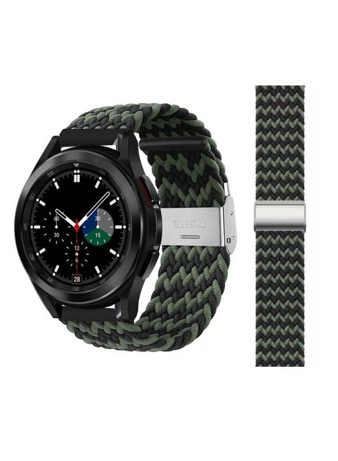 Perfii Adjustable Braided Band for Samsung Galaxy Watch4 Black/Green - Image 1