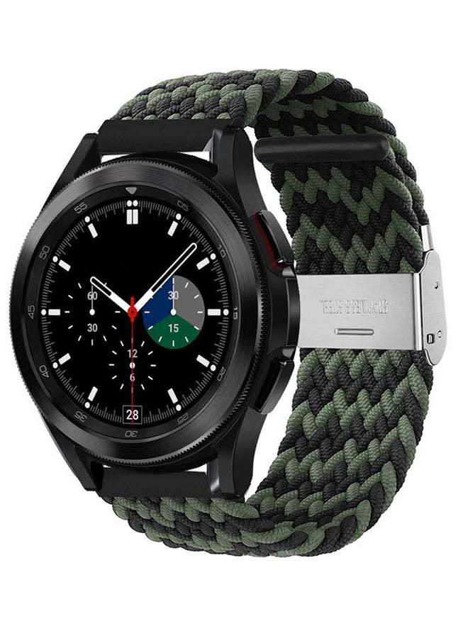 Perfii Adjustable Braided Band for Samsung Galaxy Watch4 Black/Green - Image 2