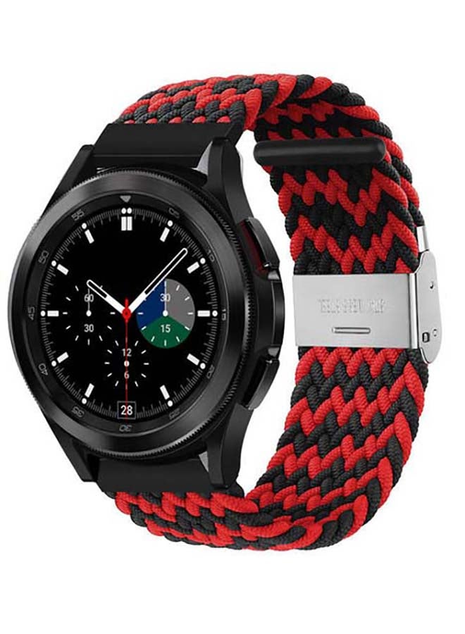 Perfii Adjustable Braided Band for Samsung Galaxy Watch4 Black/Red - Image 2