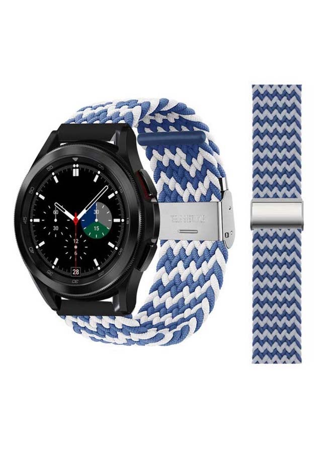 Perfii Adjustable Braided Band for Samsung Galaxy Watch4 Blue/White - Image 1