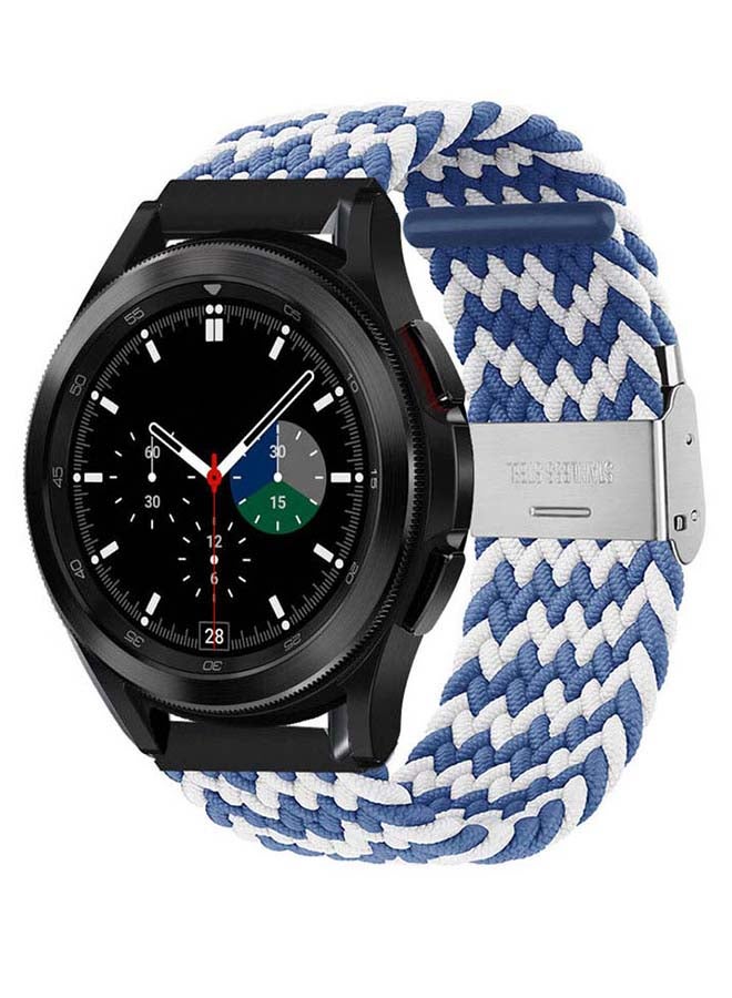 Perfii Adjustable Braided Band for Samsung Galaxy Watch4 Blue/White - Image 2