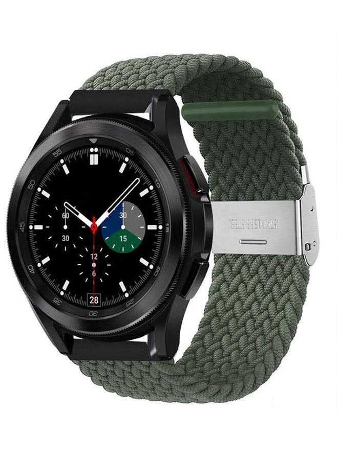 Perfii Adjustable Braided Band for Samsung Galaxy Watch4 Green Grey - Image 2