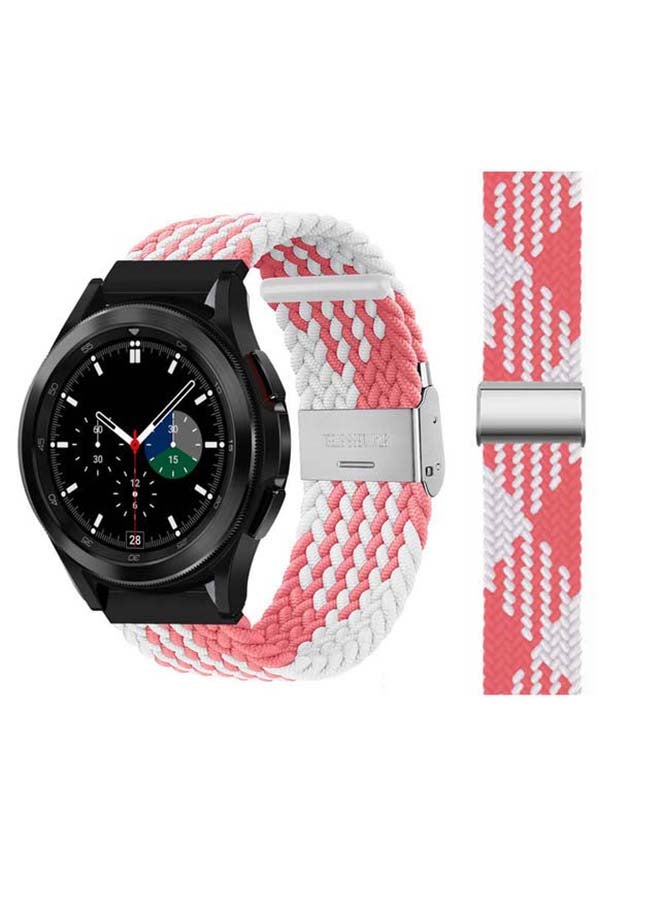 Perfii Adjustable Braided Band for Samsung Galaxy Watch4 Pink/White - Image 1