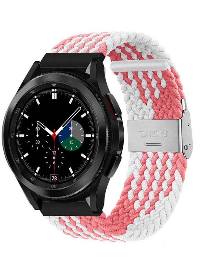 Perfii Adjustable Braided Band for Samsung Galaxy Watch4 Pink/White - Image 2