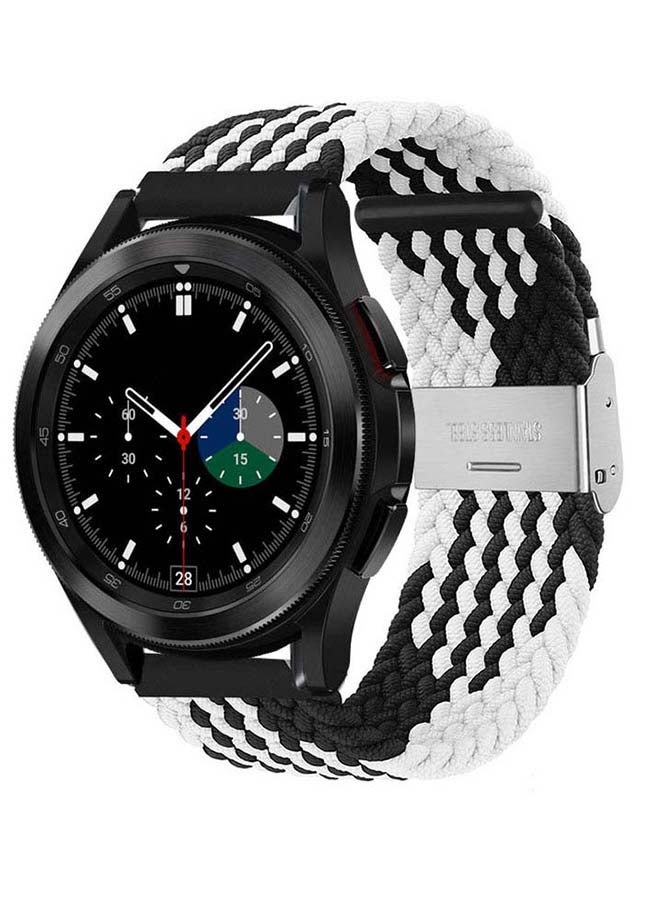 Perfii Adjustable Braided Band For Samsung Galaxy Watch4 Black/White - Image 2