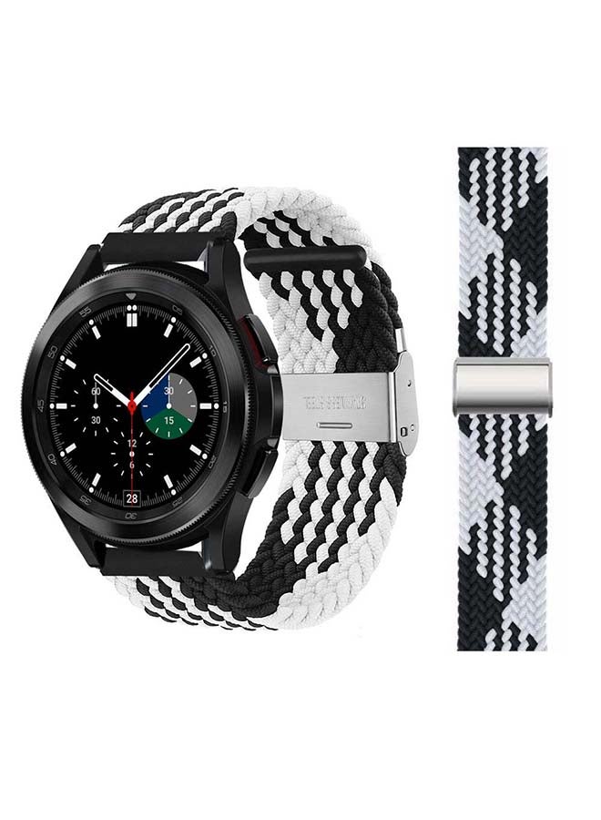 Perfii Adjustable Braided Band For Samsung Galaxy Watch4 Black/White - Image 1