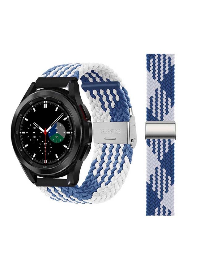 بيرفيي سوار مضفر قابل للتعديل لساعة سامسونج جالاكسي 4 أزرق/ أبيض - Image 1