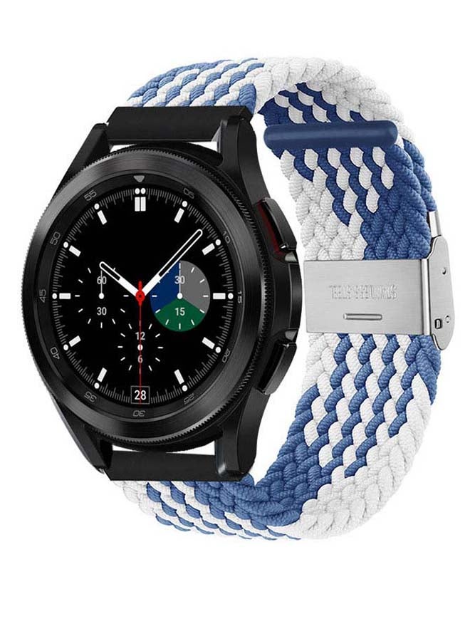 بيرفيي سوار مضفر قابل للتعديل لساعة سامسونج جالاكسي 4 أزرق/ أبيض - Image 2