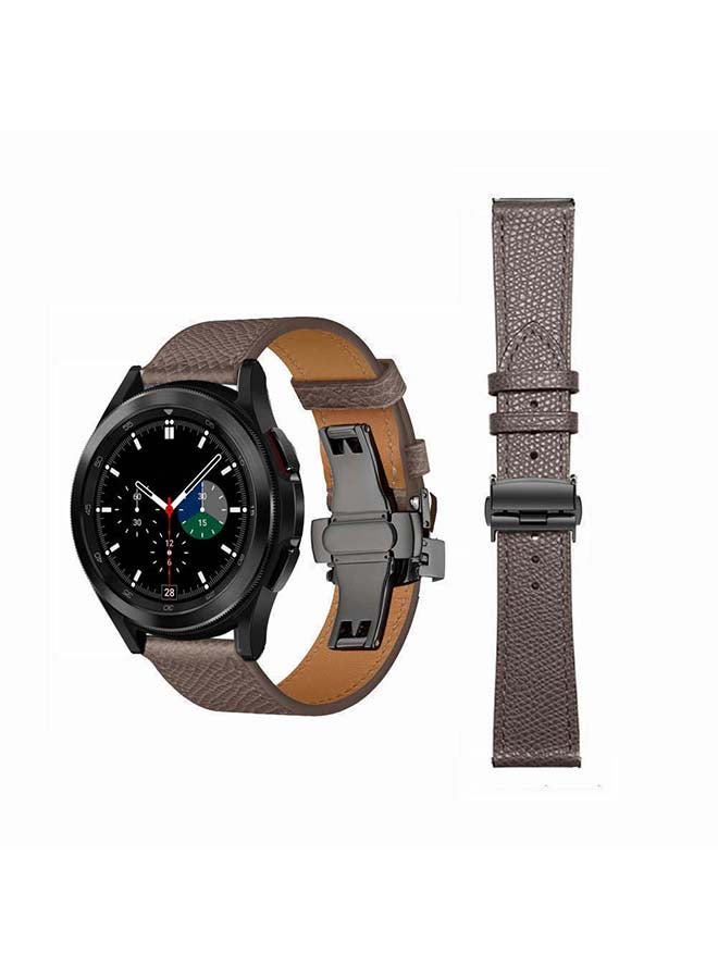 Perfii Genuine Leather Replacement Band with Black Buckle for Samsung Galaxy Watch4 42/46mm Gray - Image 1