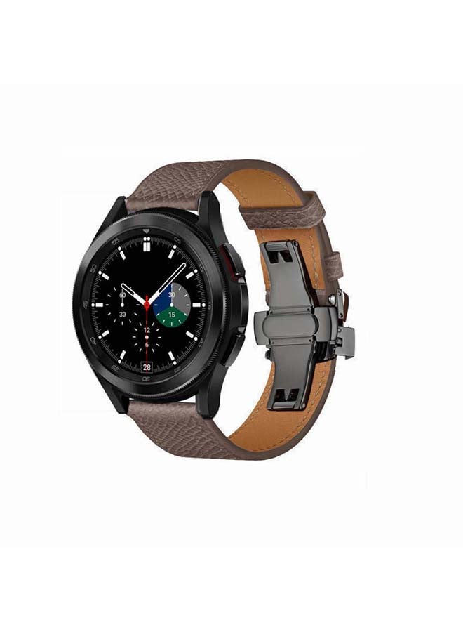 Perfii Genuine Leather Replacement Band with Black Buckle for Samsung Galaxy Watch4 42/46mm Gray - Image 2