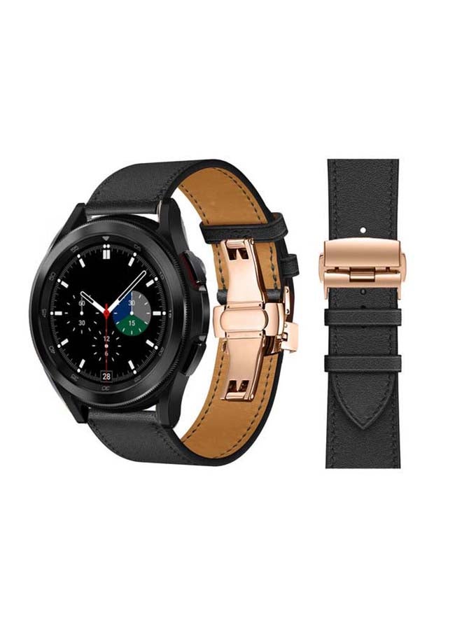Perfii Genuine Leather Replacement Band for Samsung Galaxy Watch4 42/46mm Black - Image 1