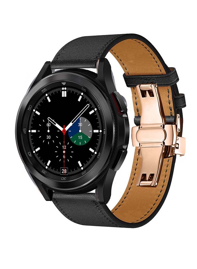 Perfii Genuine Leather Replacement Band for Samsung Galaxy Watch4 42/46mm Black - Image 2