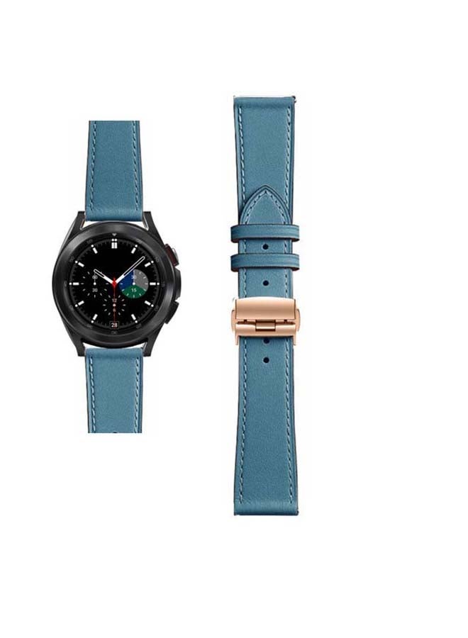 Perfii Genuine Leather Replacement Band For Samsung Galaxy Watch4 42/46mm Blue - Image 1