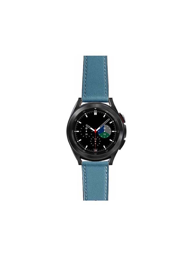 Perfii Genuine Leather Replacement Band For Samsung Galaxy Watch4 42/46mm Blue - Image 2