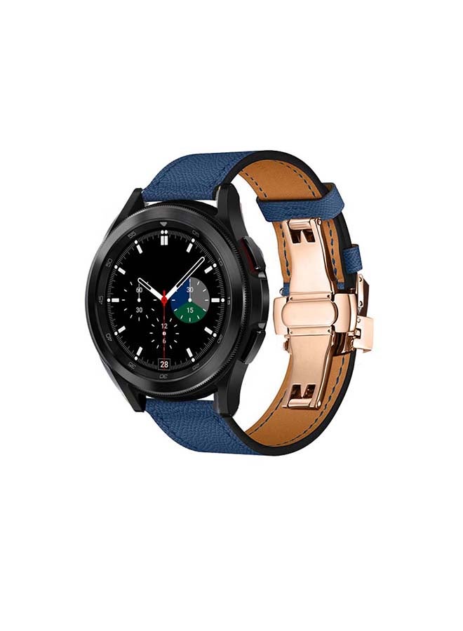 بيرفيي سوار بديل من الجلد الطبيعي لساعة سامسونج جالاكسي 4 مقاس 42/46 مم أزرق - Image 2