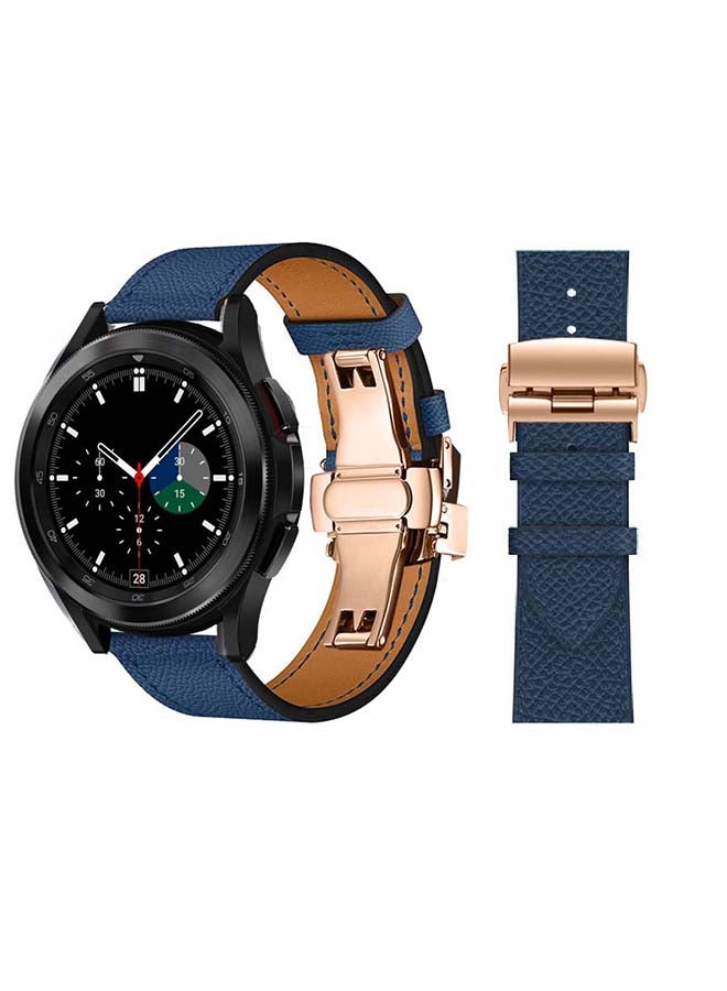 بيرفيي سوار بديل من الجلد الطبيعي لساعة سامسونج جالاكسي 4 مقاس 42/46 مم أزرق - Image 1