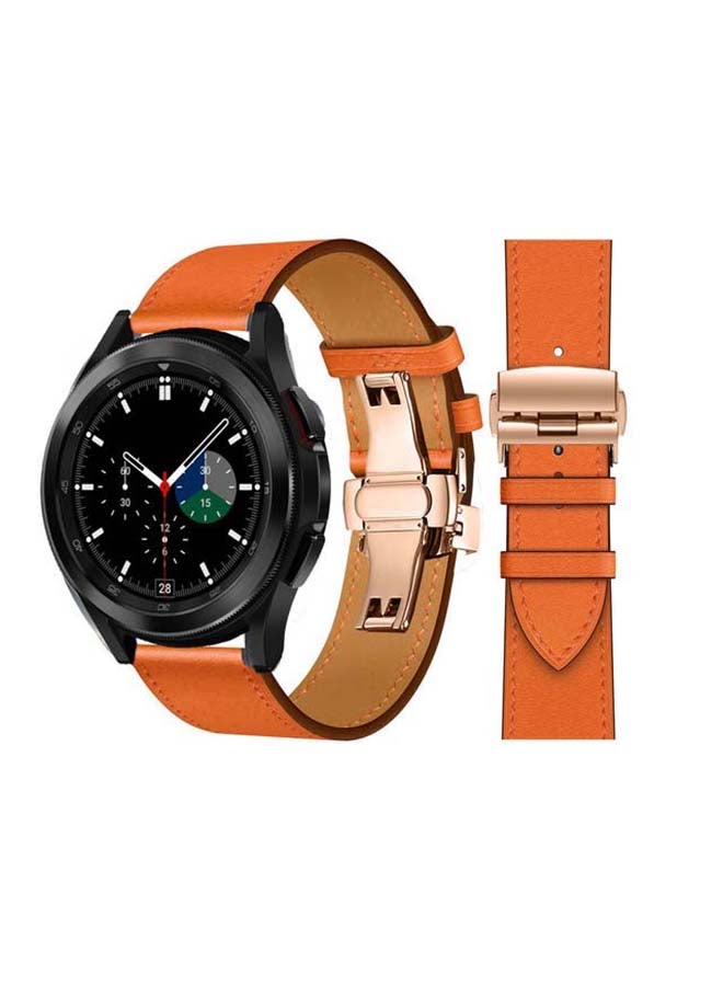 Perfii Genuine Leather Replacement Band For Samsung Galaxy Watch4 42/46mm Orange Swift - Image 1