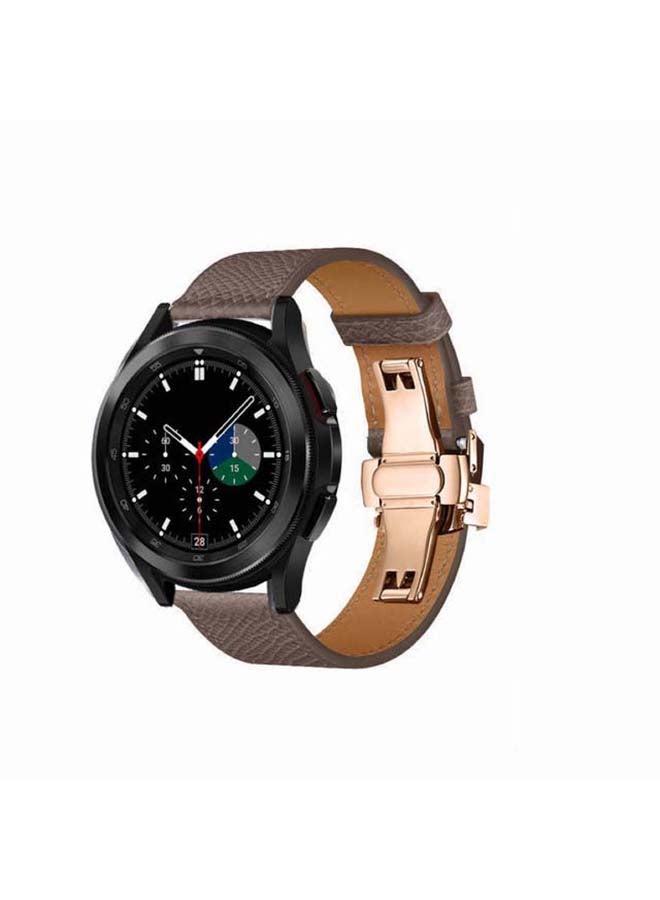 Perfii Genuine Leather Replacement Band For Samsung Galaxy Watch4 42/46mm Gray Lines - Image 2