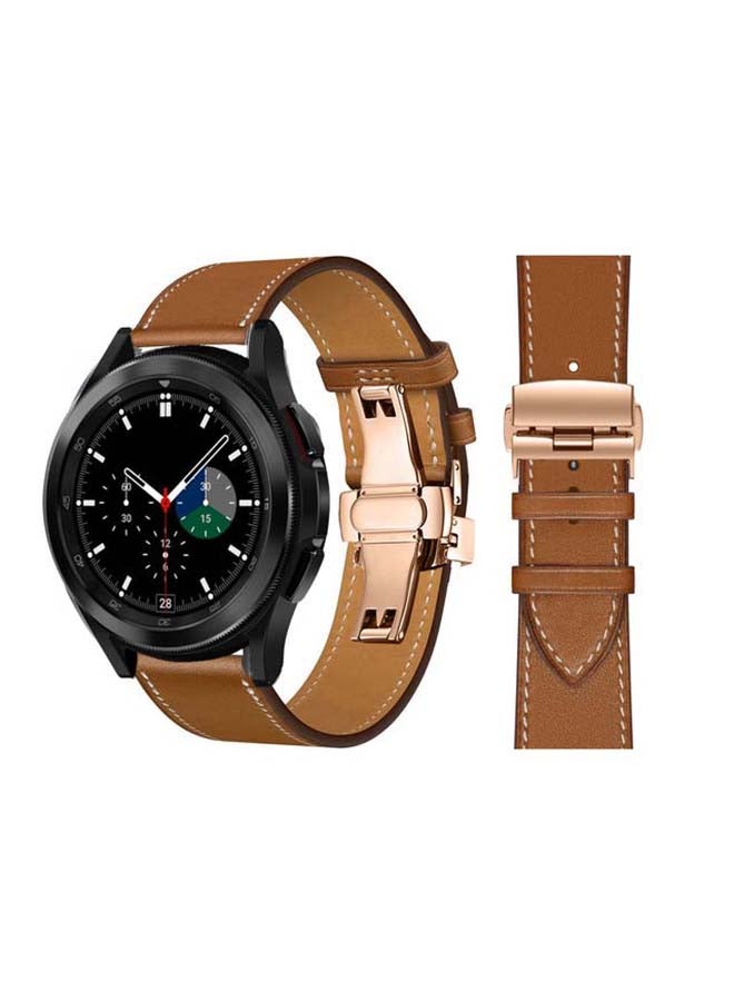 Perfii Genuine Leather Replacement Band For Samsung Galaxy Watch4 42/46mm Supreme Brown - Image 1