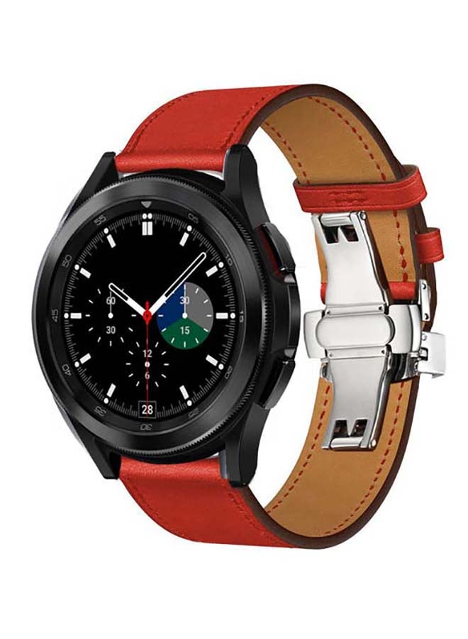 Perfii Genuine Leather Replacement Band for Samsung Galaxy Watch4 42/46mm Supreme Red - Image 2
