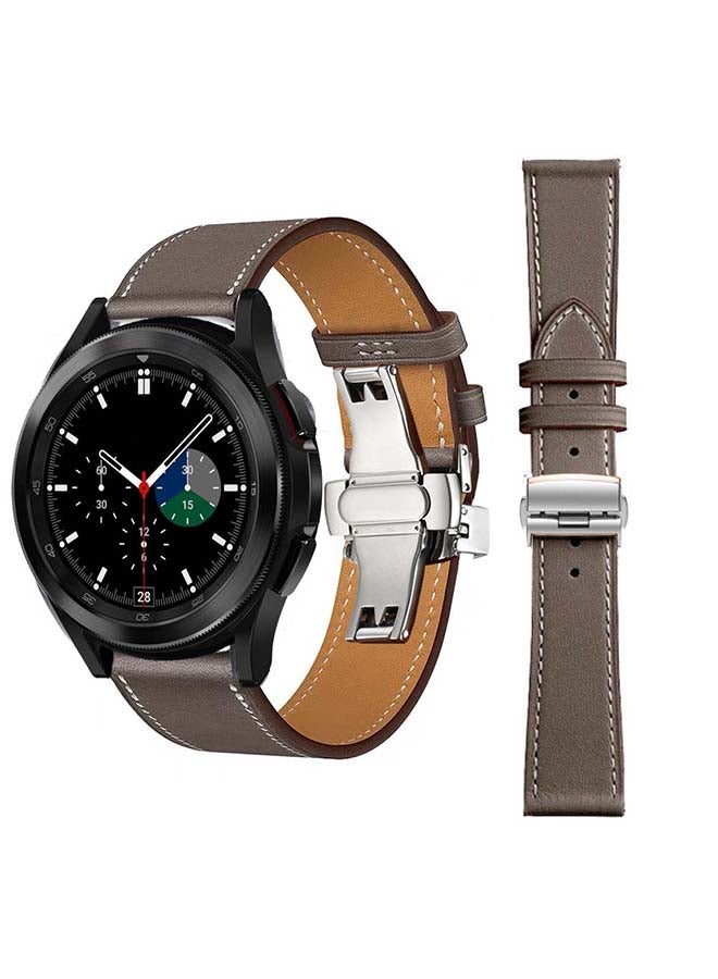 Perfii Genuine Leather Replacement Band for Samsung Galaxy Watch4 42/46mm Grey - Image 1
