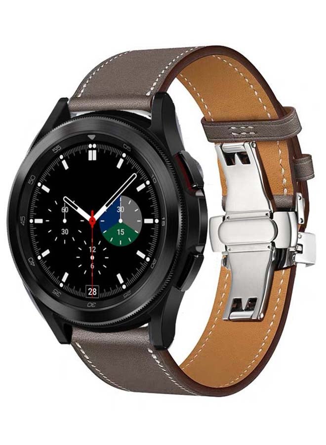 Perfii Genuine Leather Replacement Band for Samsung Galaxy Watch4 42/46mm Grey - Image 2