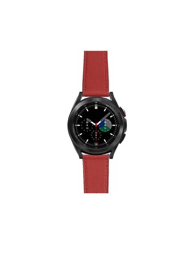 Perfii Genuine Leather Replacement Band for Samsung Galaxy Watch4 42/46mm Camellia Red - Image 2