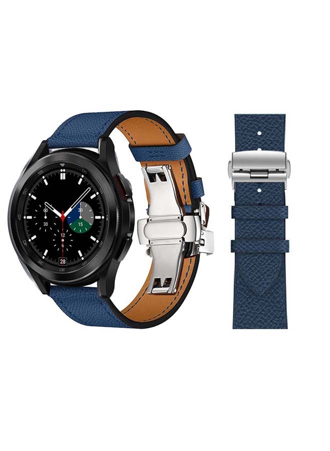 Perfii Genuine Leather Replacement Band for Samsung Galaxy Watch4 42/46mm Royal Blue - Image 1