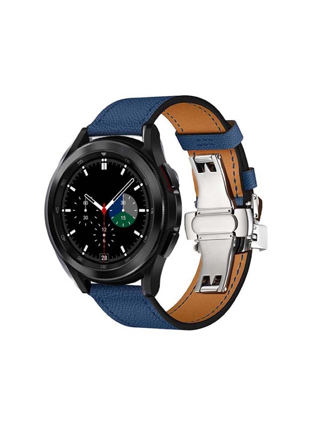 Perfii Genuine Leather Replacement Band for Samsung Galaxy Watch4 42/46mm Royal Blue - Image 2