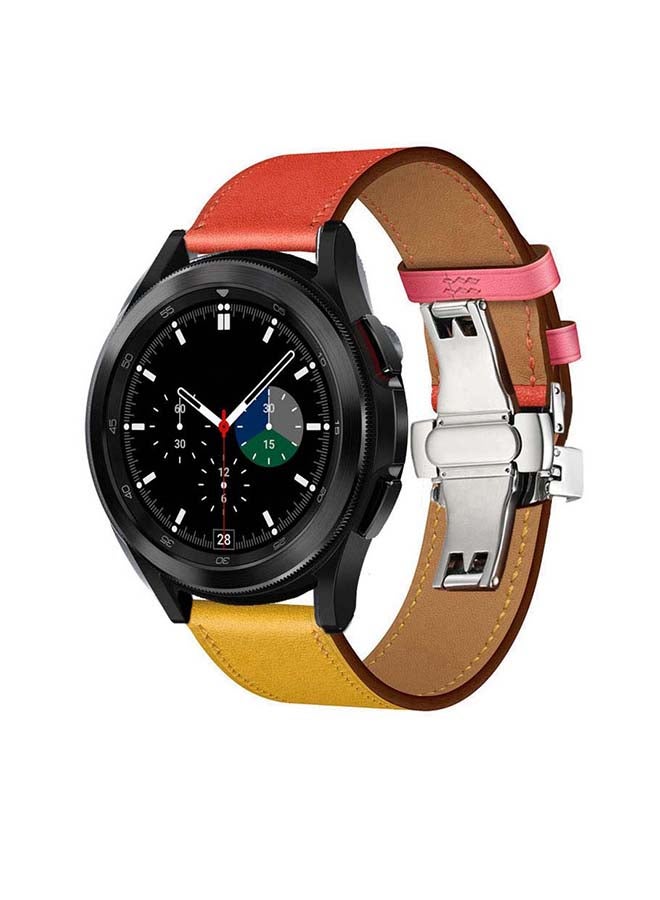 بيرفيي سوار بديل من الجلد الطبيعي لساعة سامسونج جالاكسي 4 مقاس 42/46 مم لون العنبر - Image 2