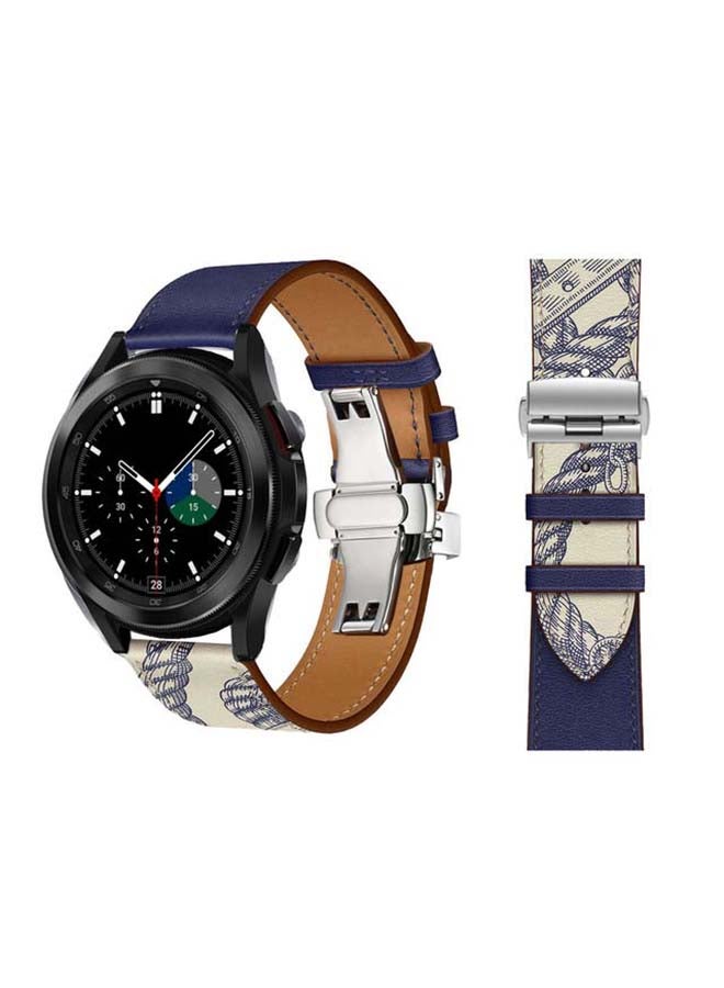 Perfii Genuine Leather Replacement Band for Samsung Galaxy Watch4 42/46mm Blue - Image 1