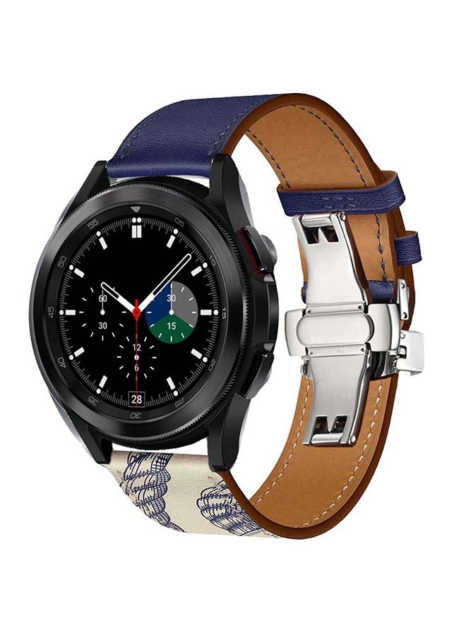 Perfii Genuine Leather Replacement Band for Samsung Galaxy Watch4 42/46mm Blue - Image 2
