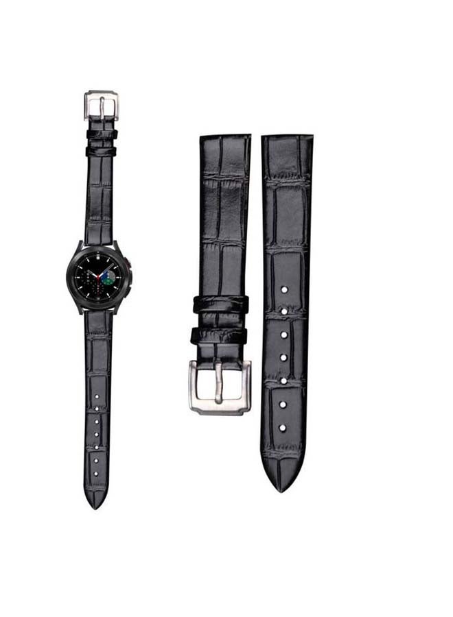 Perfii Genuine Leather Replacement Band for Samsung Galaxy Watch4 42/46mm Black - Image 1