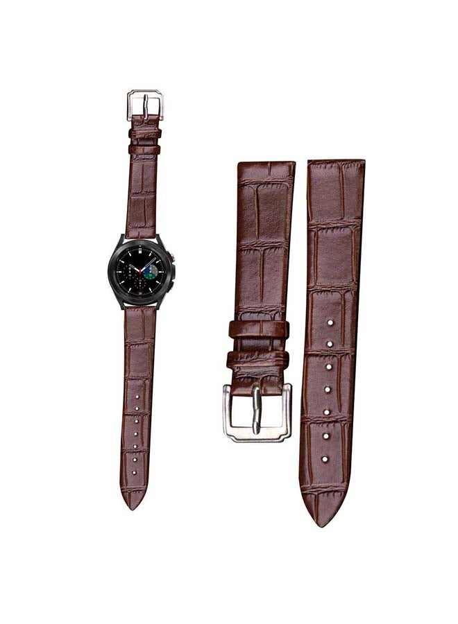 بيرفيي سوار بديل من الجلد الطبيعي لساعة سامسونج جالاكسي 4 مقاس 42/46 مم بني - Image 1
