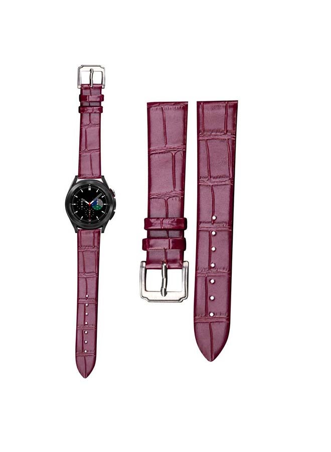 Perfii Genuine Leather Replacement Band for Samsung Galaxy Watch4 42/46mm Burgundy - Image 1
