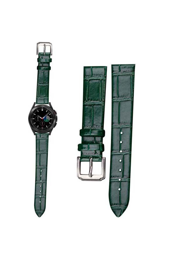 Perfii Genuine Leather Replacement Band for Samsung Galaxy Watch4 42/46mm Green - Image 1