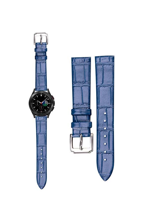 Perfii Genuine Leather Replacement Band for Samsung Galaxy Watch4 42/46mm Royal Blue - Image 1
