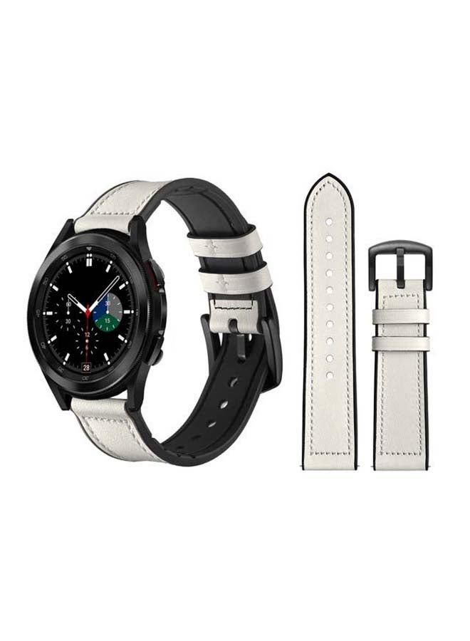 Perfii Genuine Leather Replacement Band For Samsung Galaxy Watch4 42/46mm White - Image 1