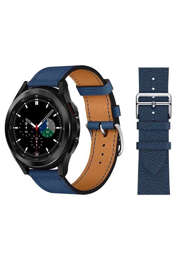 Perfii Genuine Leather Replacement Band for Samsung Galaxy Watch4 42/46mm Blue - Image 1