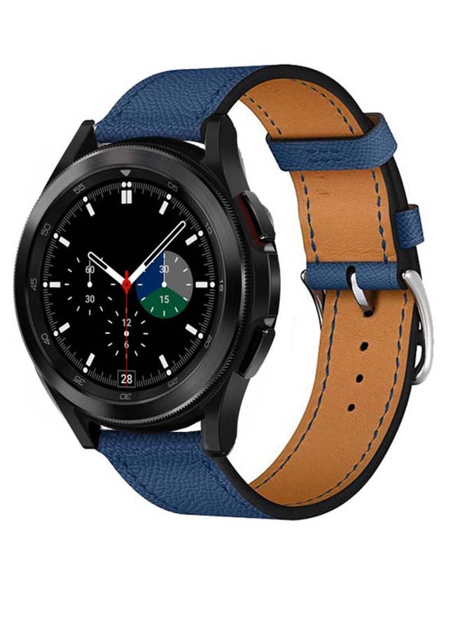 Perfii Genuine Leather Replacement Band for Samsung Galaxy Watch4 42/46mm Blue - Image 2
