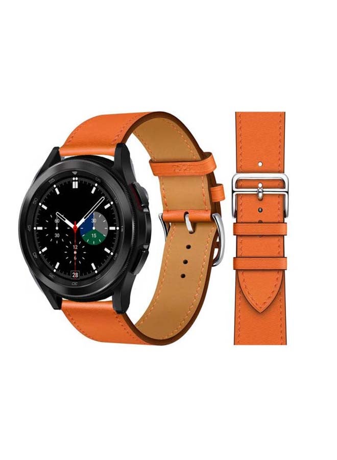 Perfii Genuine Leather Replacement Band for Samsung Galaxy Watch4 42/46mm Orange - Image 1