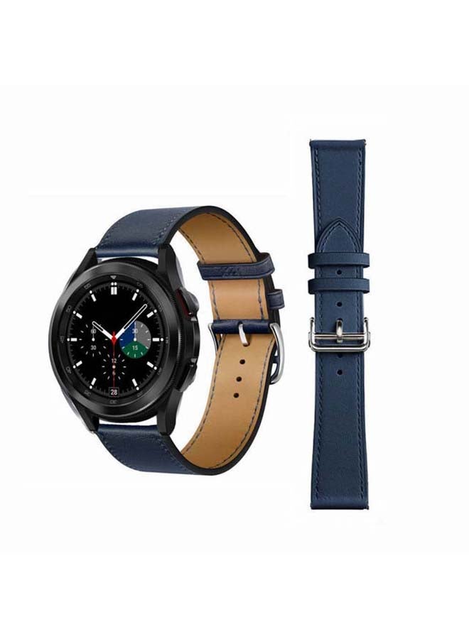 بيرفيي سوار بديل من الجلد الطبيعي لساعة سامسونج جالاكسي 4 مقاس 42/46 مم أزرق - Image 1