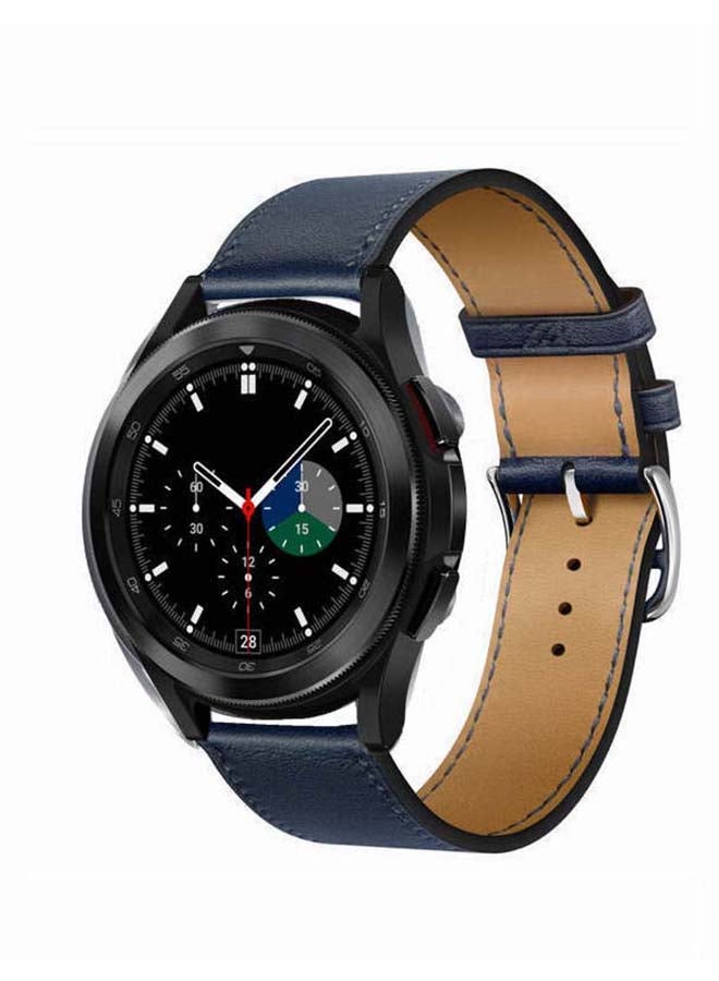 بيرفيي سوار بديل من الجلد الطبيعي لساعة سامسونج جالاكسي 4 مقاس 42/46 مم أزرق - Image 2