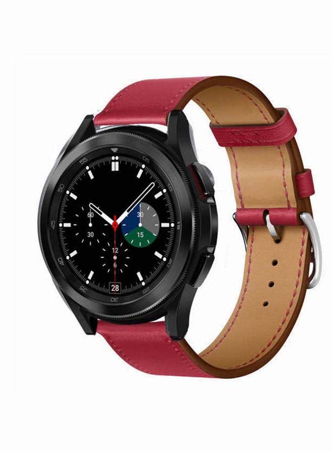 بيرفيي سوار بديل من الجلد الطبيعي لساعة سامسونج جالاكسي 4 مقاس 42/46 مم أحمر - Image 2