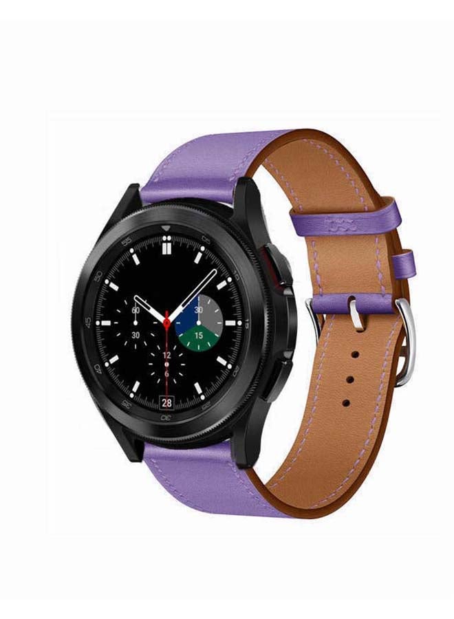 Perfii Genuine Leather Replacement Band for Samsung Galaxy Watch4 42/46mm Purple - Image 2