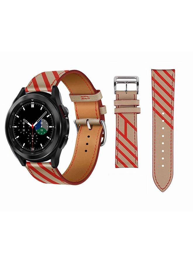 Perfii Genuine Leather Replacement Band for Samsung Galaxy Watch4 42/46mm Red/Brown  - Image 1