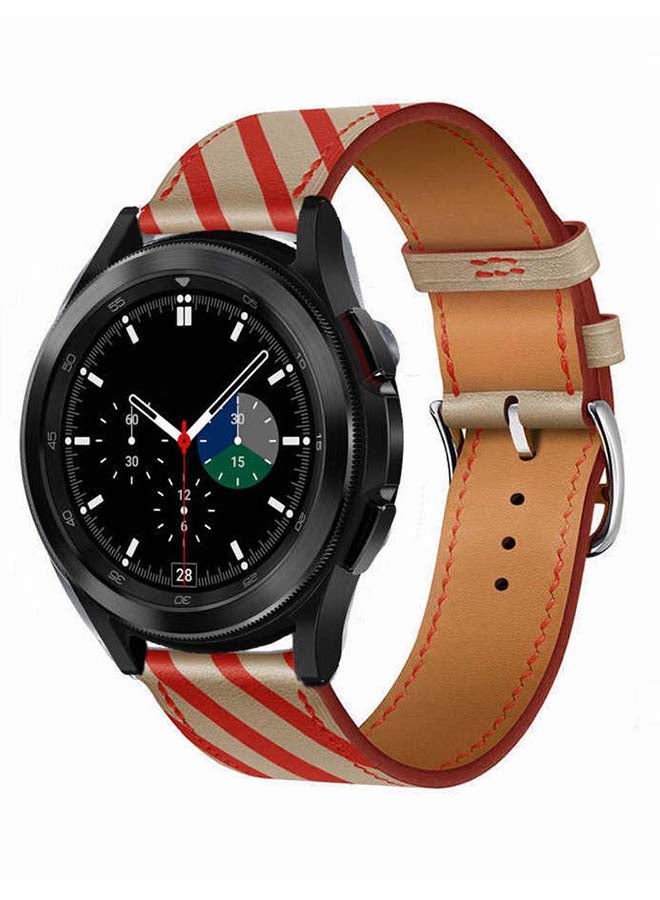 Perfii Genuine Leather Replacement Band for Samsung Galaxy Watch4 42/46mm Red/Brown  - Image 2