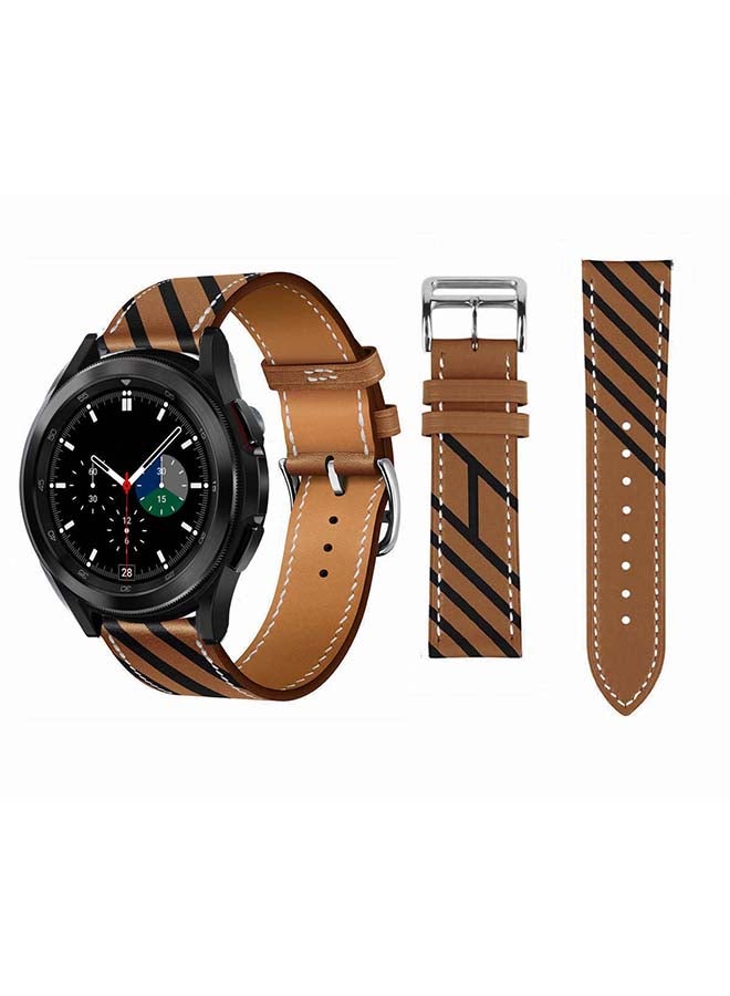 Perfii Genuine Leather Replacement Band for Samsung Galaxy Watch4 42/46mm Brown - Image 1