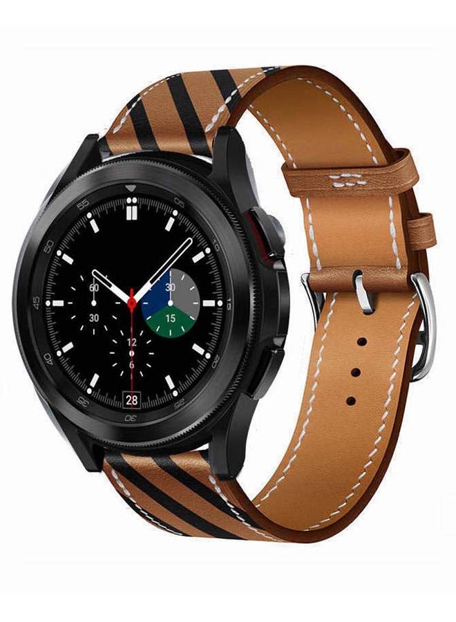 Perfii Genuine Leather Replacement Band for Samsung Galaxy Watch4 42/46mm Brown - Image 2