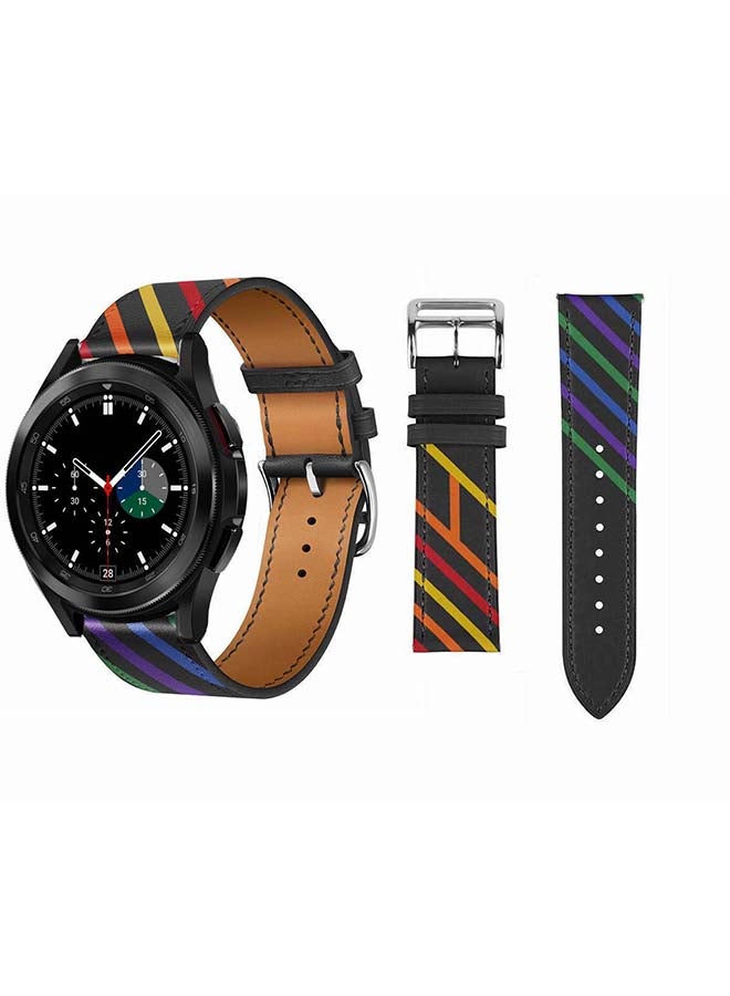 Perfii Genuine Leather Replacement Band for Samsung Galaxy Watch4 42/46mm Black - Image 1